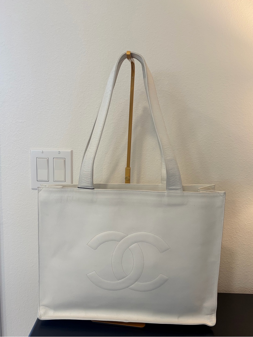 Authentic Chanel White Timeless Cc Tote Bag